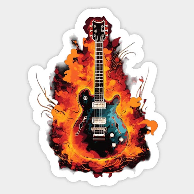 Electric Guitar on Fire Sticker by Secretname